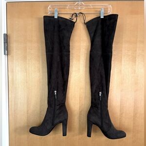 Sam Edelman, Dark Grey Over-the-Knee Heeled Boots, Adjustable, Size 7